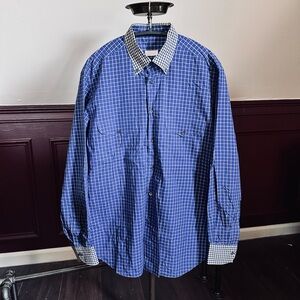 NAPOLEON Stefano Ricci blue check western utility contrast shirt Italy